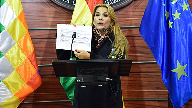 La titular del Senado de Bolivia se autoproclamó presidenta del país